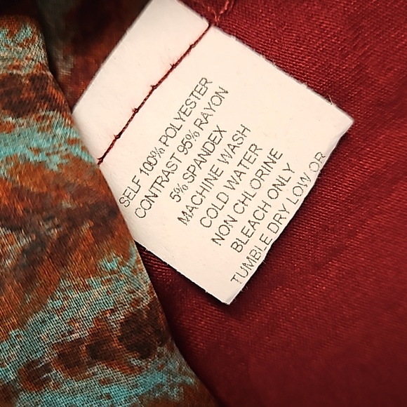 POEME Citron long sleeve multicolor mixed texture tunic top Med. maroon - Picture 6 of 7